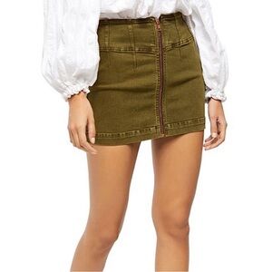 Free People Green A-Line Mini Skirt Casual